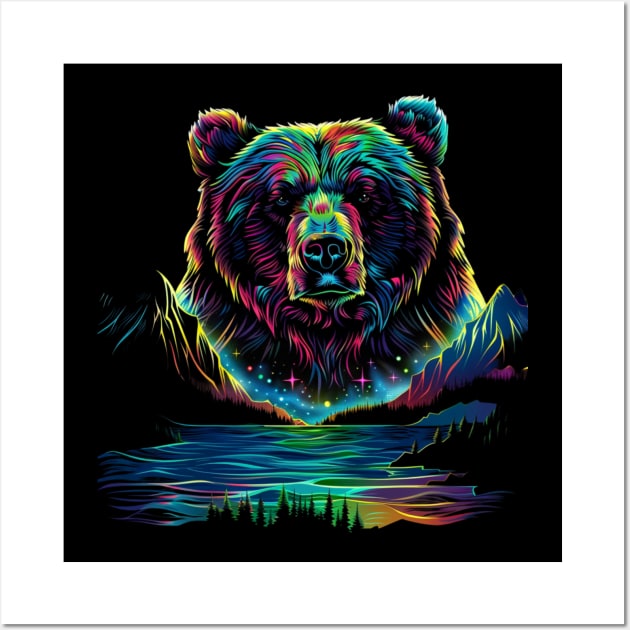 Grizzly Bear Encroachment Wall Art by skeleton sitting chained